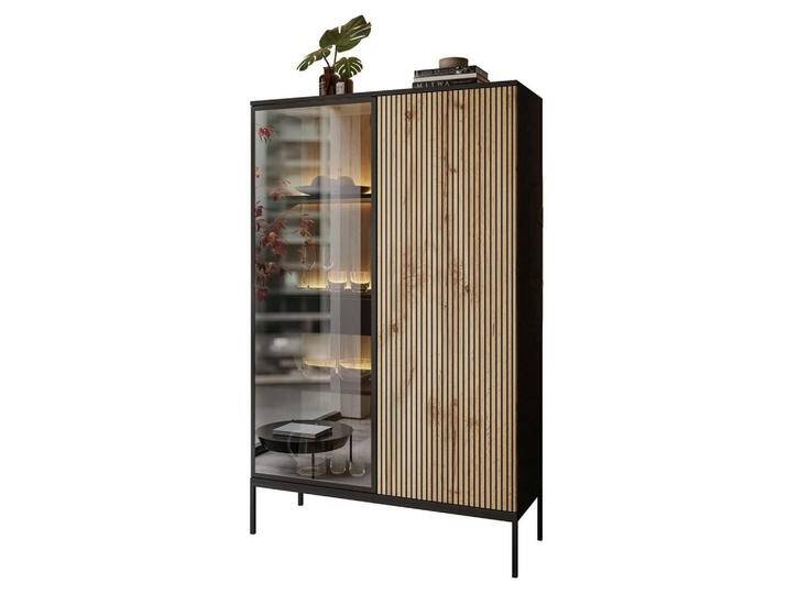 Lookway HOHE, Eiche Wotan, 104x166x39 cm, Wohnzimmer, Wohnwände, Vitrinenschränke von XXXLutz Marktplatz