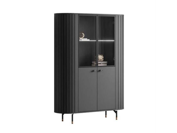 Lookway VITRINE, Schwarz, 112x155x40 cm, Wohnzimmer, Wohnwände, Vitrinenschränke von XXXLutz Marktplatz