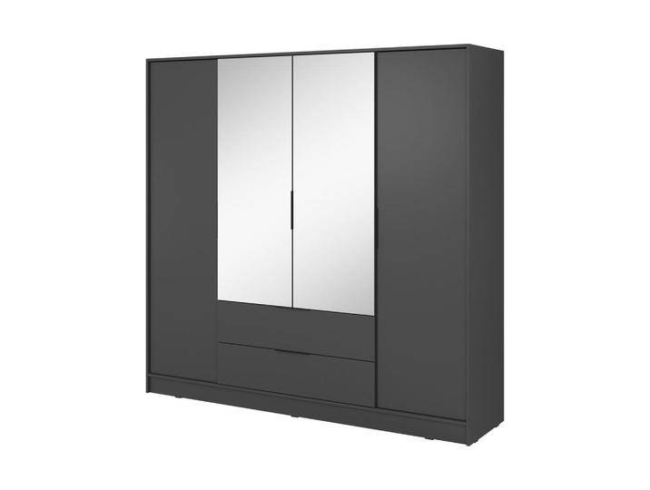 MASSENO DREHTÜRENSCHRANK, Graphit, 8 Fächer, 2 Schubladen, Rechteckig, 206x200x51 cm, Schlafzimmer, Kleiderschränke, Drehtürenschränke von XXXLutz Marktplatz