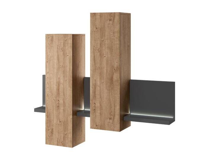 MASSENO VITRINE, Anthrazit, 152x142.4x35 cm, Wohnzimmer, Wohnwände, Vitrinenschränke von XXXLutz Marktplatz