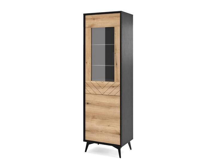 MASSENO VITRINE, Schwarz, 53.5x178.1x39 cm, Wohnzimmer, Wohnwände, Vitrinenschränke von XXXLutz Marktplatz