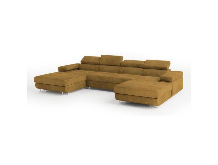 MASSENO WOHNLANDSCHAFT, Gelb, Holz, 6-Sitzer, U-Form, 353x90x202 cm, Wohnzimmer, Sofas & Couches, Wohnlandschaften, Wohnlandschaften in U-Form von XXXLutz Marktplatz