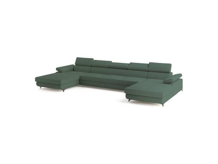 MASSENO WOHNLANDSCHAFT, Grün, Holz, 6-Sitzer, U-Form, 410x89x190 cm, Wohnzimmer, Sofas & Couches, Wohnlandschaften, Wohnlandschaften in U-Form von XXXLutz Marktplatz