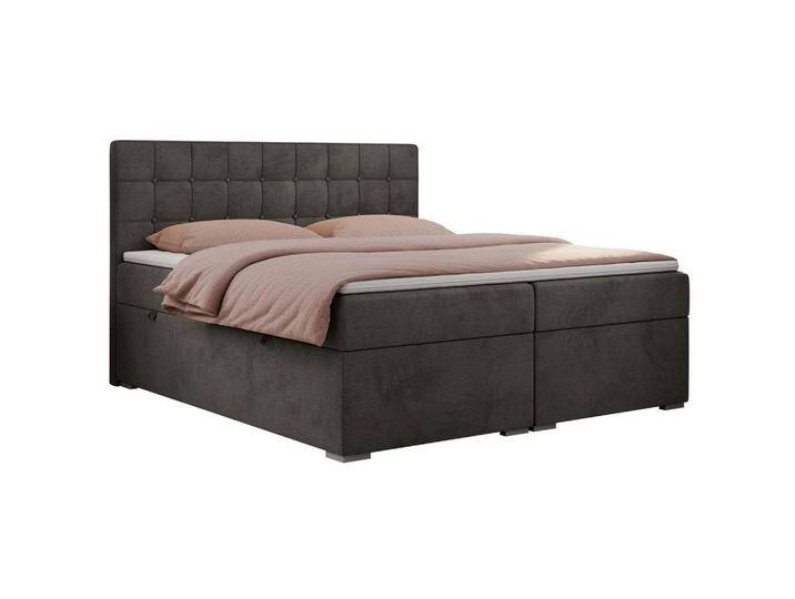 MKS BOXBETT, Dunkelgrau, 2-Sitzer, H3, Rechteckig, 200x200 cm, Schlafzimmer, Betten, Boxspringbetten von XXXLutz Marktplatz