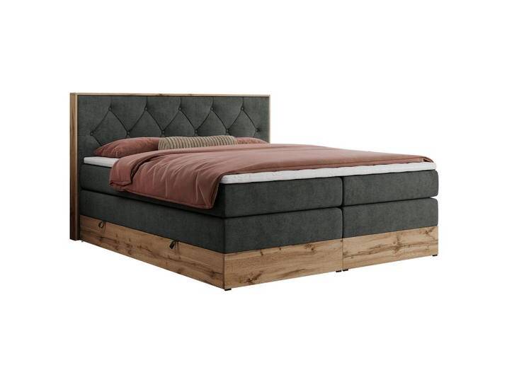 MKS BOXSPRINGBETT, Dunkelgrau, 2-Sitzer, H3, Rechteckig, 160x200 cm, Schlafzimmer, Betten, Boxspringbetten von XXXLutz Marktplatz