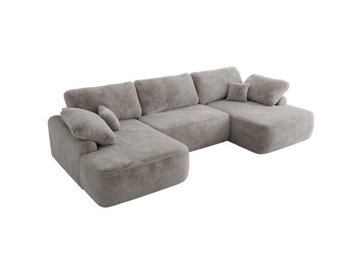 MKS WOHNLANDSCHAFT, Hellgrau, 6-Sitzer, U-Form, 370x100x187 cm, OEKO-TEX®, Wohnzimmer, Sofas & Couches, Wohnlandschaften, Wohnlandschaften in U-Form von XXXLutz Marktplatz