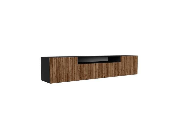 Meblini TV-SCHRANK, Schwarz, Wildeiche, 200x40x41 cm, Wohnzimmer, Wohnwände, Lowboards, Lowboards stehend von XXXLutz Marktplatz