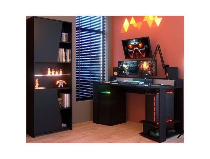 Parisot Meuble JUGENDZIMMER, Schwarz, Glas, 3 Fächer, Rechteckig,Rechteckig, 220x180x62 cm, Kinder- & Jugendzimmer, Jugendmöbel, Komplette Kinder- & Jugendzimmer von XXXLutz Marktplatz