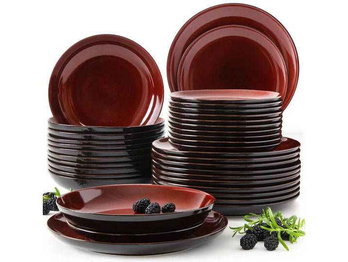 Ritzenhoff Breker TAFELSERVICE, Rot, Keramik, Rund, 27x2x27 cm, Hergestellt in Europa, Essen & Trinken, Geschirr, Geschirr-Sets, Tafelservice von XXXLutz Marktplatz