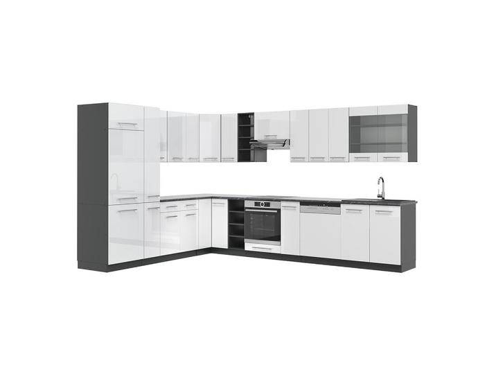 Vicco ECKKÜCHE, Weiß Hochglanz, Anthrazit, L-Form,Rechteckig, 347x81.6x60 cm, Küchen, Eckküchen, Eckküchen ohne Geräte von XXXLutz Marktplatz
