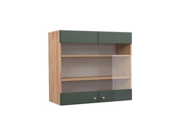 Vicco KÜCHENGLASSCHRANK, Grün, Eiche Wotan, 3 Fächer, Rechteckig, 80x72x34.1 cm, Küchen, Küchenmöbel, Küchenschränke, Küchenoberschränke von XXXLutz Marktplatz
