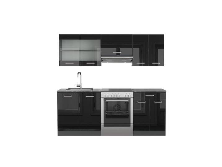 Vicco KÜCHENZEILE, Schwarz Hochglanz, Anthrazit, Küchenblock,Rechteckig, 200x81.6x60 cm, Küchen, Küchenzeilen & Küchenblöcke, Küchenzeilen ohne Geräte von XXXLutz Marktplatz