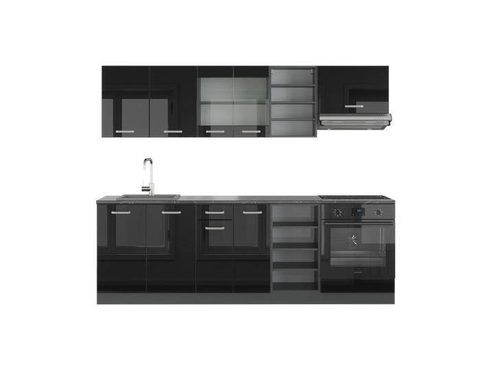 Vicco KÜCHENZEILE, Schwarz Hochglanz, Anthrazit, Küchenblock,Rechteckig, 240x81.6x46 cm, Küchen, Küchenzeilen & Küchenblöcke, Küchenzeilen ohne Geräte von XXXLutz Marktplatz