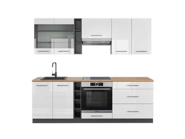 Vicco KÜCHENZEILE, Weiß Hochglanz, Anthrazit, Küchenblock,Rechteckig, 235x81.6x60 cm, Küchen, Küchenzeilen & Küchenblöcke, Küchenzeilen ohne Geräte von XXXLutz Marktplatz