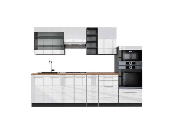 Vicco KÜCHENZEILE, Weiß Hochglanz, Anthrazit, Küchenblock,Rechteckig, 280x81.6x60 cm, Küchen, Küchenzeilen & Küchenblöcke, Küchenzeilen ohne Geräte von XXXLutz Marktplatz