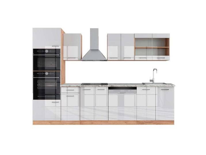 Vicco KÜCHENZEILE, Weiß Hochglanz, Honigeiche, Küchenblock,Rechteckig, 300x81.6x60 cm, Küchen, Küchenzeilen & Küchenblöcke, Küchenzeilen ohne Geräte von XXXLutz Marktplatz