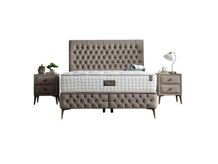 Villa Möbel POLSTERBETT-SET, Hellbraun, Metall, Uni, 140x200 cm, Schlafzimmer, Betten, Polsterbetten von XXXLutz Marktplatz