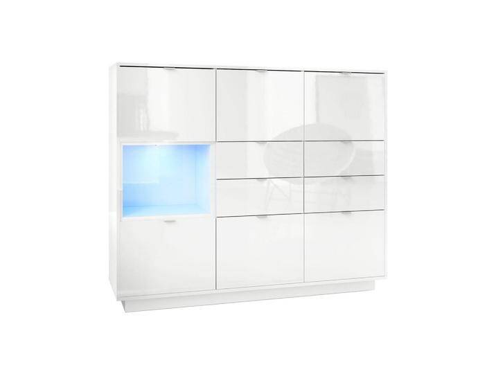 Vladon HIGHBOARD, Weiß Hochglanz, 153x123x38 cm, Wohnzimmer, Kommoden & Sideboards, Highboards von XXXLutz Marktplatz