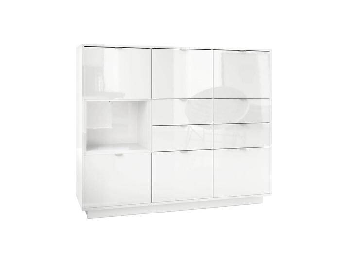 Vladon HIGHBOARD, Weiß Hochglanz, 153x123x38 cm, Wohnzimmer, Kommoden & Sideboards, Highboards von XXXLutz Marktplatz