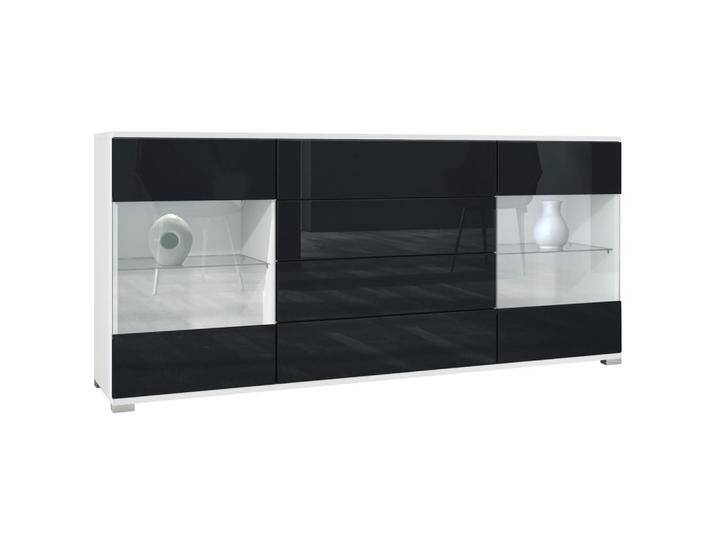 Vladon SIDEBOARD, Schwarz Hochglanz, 166.5x75.5x35 cm, Wohnzimmer, Kommoden & Sideboards, Sideboards von XXXLutz Marktplatz