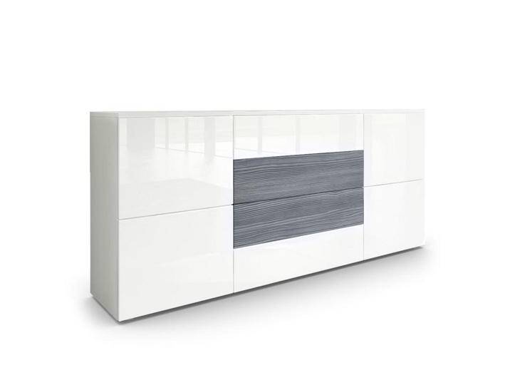 Vladon SIDEBOARD, Weiß Hochglanz, Grau, 166x72x35 cm, Wohnzimmer, Kommoden & Sideboards, Sideboards von XXXLutz Marktplatz