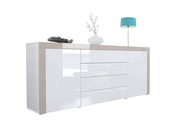 Vladon SIDEBOARD, Weiß Hochglanz, Creme, 167x72x35 cm, Wohnzimmer, Kommoden & Sideboards, Sideboards von XXXLutz Marktplatz