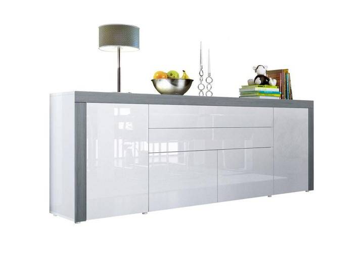 Vladon SIDEBOARD, Weiß Hochglanz, Grau, 200x72x35 cm, Wohnzimmer, Kommoden & Sideboards, Sideboards von XXXLutz Marktplatz