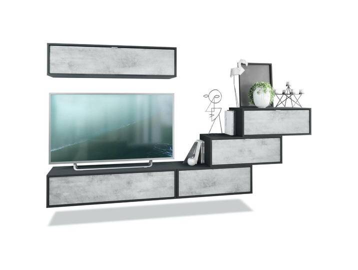 Vladon WOHNWAND, Hellgrau, 275x180x37 cm, Wohnzimmer, Wohnwände, Anbauwände von XXXLutz Marktplatz