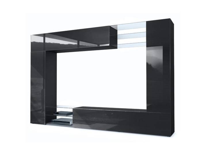 Vladon WOHNWAND, Schwarz Hochglanz, 262x182.5x39 cm, Wohnzimmer, Wohnwände, Anbauwände von XXXLutz Marktplatz