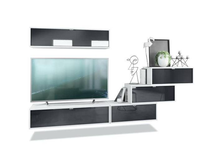 Vladon WOHNWAND, Schwarz Hochglanz, 275x180x37 cm, Wohnzimmer, Wohnwände, Anbauwände von XXXLutz Marktplatz