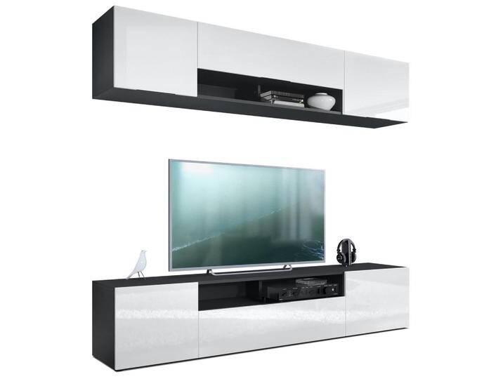 Vladon WOHNWAND, Weiß Hochglanz, 181x147x35 cm, Wohnzimmer, Wohnwände, Anbauwände von XXXLutz Marktplatz