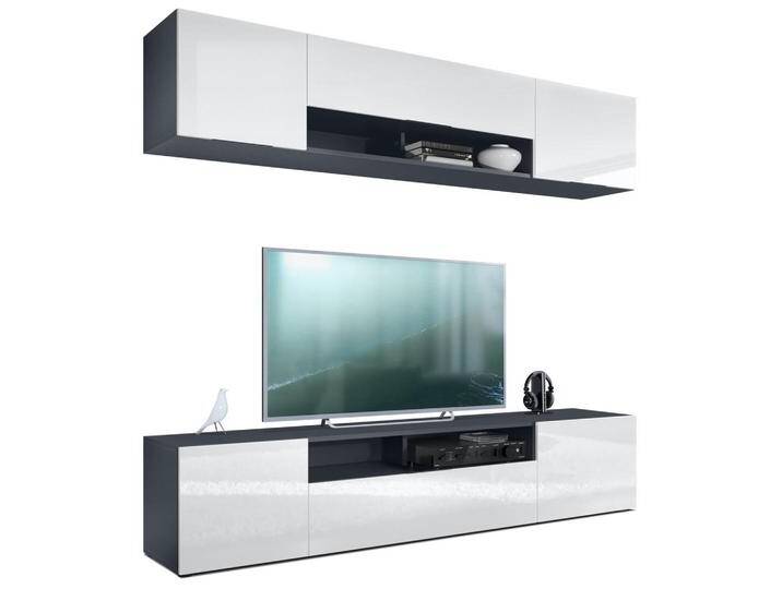 Vladon WOHNWAND, Weiß Hochglanz, 181x147x39 cm, Wohnzimmer, Wohnwände, Anbauwände von XXXLutz Marktplatz