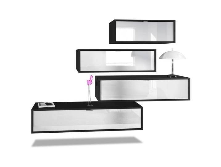 Vladon WOHNWAND, Weiß Hochglanz, 210x170x37 cm, Wohnzimmer, Wohnwände, Anbauwände von XXXLutz Marktplatz