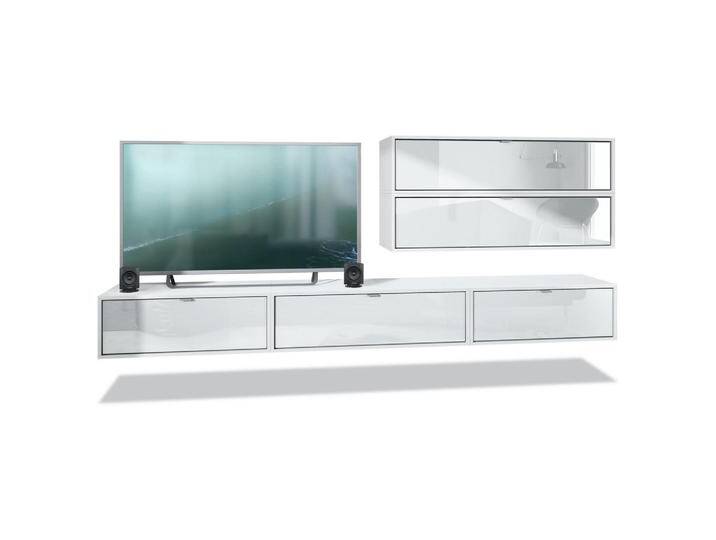 Vladon WOHNWAND, Weiß Hochglanz, 260x150x37 cm, Wohnzimmer, Wohnwände, Anbauwände von XXXLutz Marktplatz