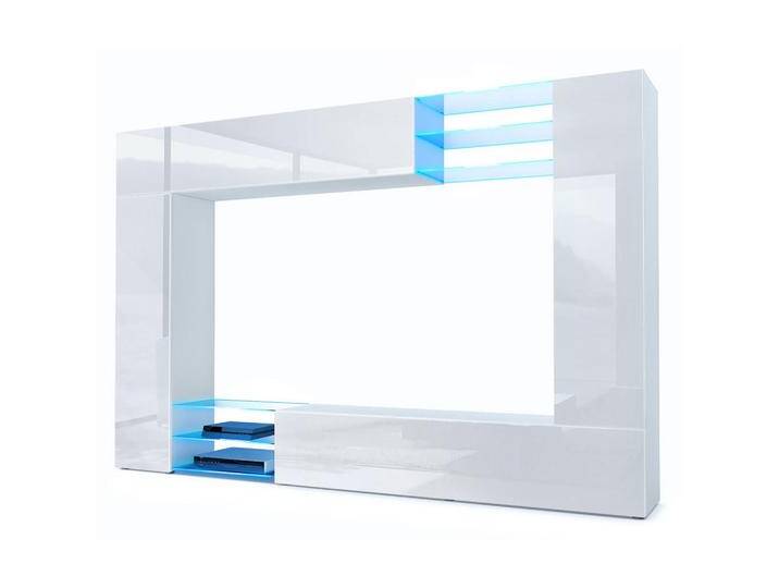 Vladon WOHNWAND, Weiß Hochglanz, 262x182.5x39 cm, Wohnzimmer, Wohnwände, Anbauwände von XXXLutz Marktplatz