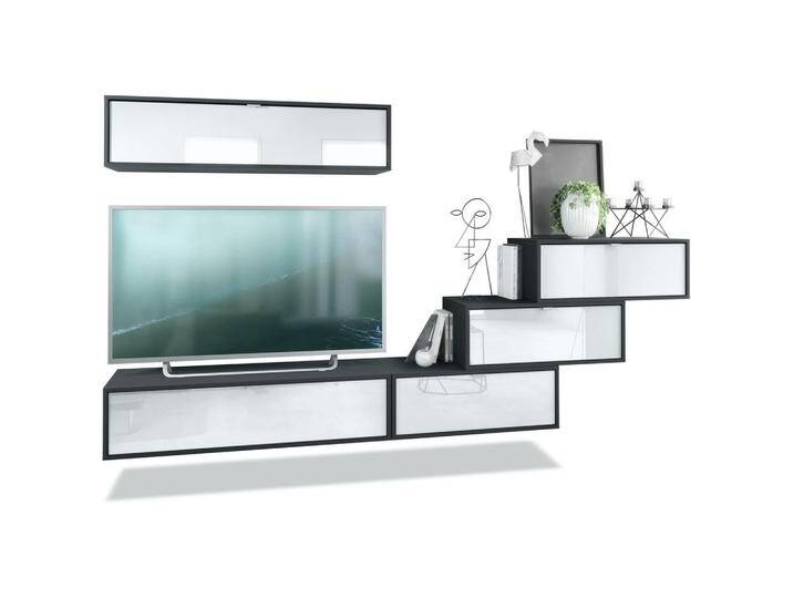 Vladon WOHNWAND, Weiß Hochglanz, 275x180x37 cm, Wohnzimmer, Wohnwände, Anbauwände von XXXLutz Marktplatz