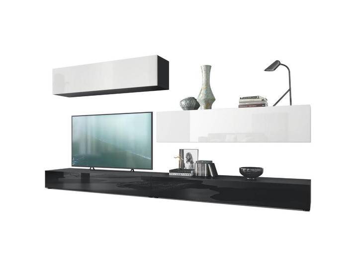 Vladon WOHNWAND, Weiß Hochglanz, 279x147x39 cm, Wohnzimmer, Wohnwände, Anbauwände von XXXLutz Marktplatz