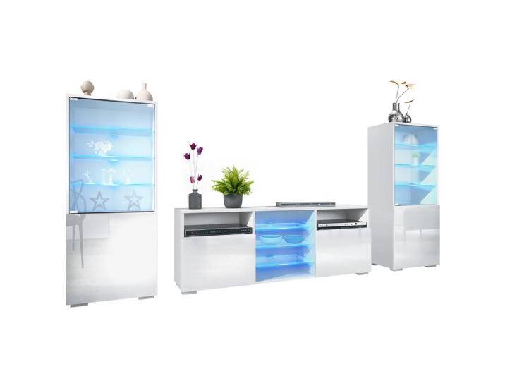 Vladon WOHNWAND, Weiß Hochglanz, 286x122.5x35 cm, Wohnzimmer, Wohnwände, Anbauwände von XXXLutz Marktplatz