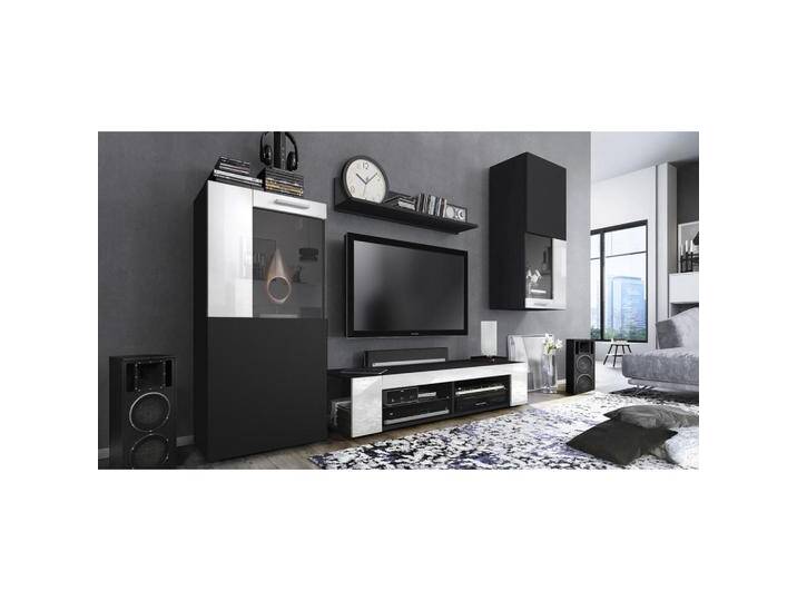 Vladon WOHNWAND, Weiß Hochglanz, 300x190x39 cm, Wohnzimmer, Wohnwände, Anbauwände von XXXLutz Marktplatz