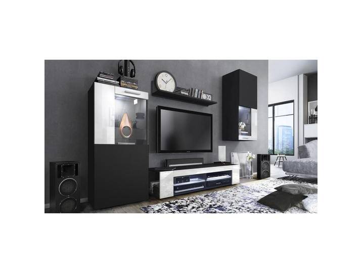 Vladon WOHNWAND, Weiß Hochglanz, 300x190x39 cm, Wohnzimmer, Wohnwände, Anbauwände von XXXLutz Marktplatz