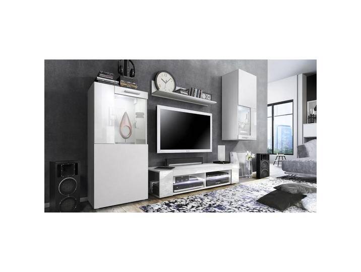 Vladon WOHNWAND, Weiß Hochglanz, 300x190x39 cm, Wohnzimmer, Wohnwände, Anbauwände von XXXLutz Marktplatz