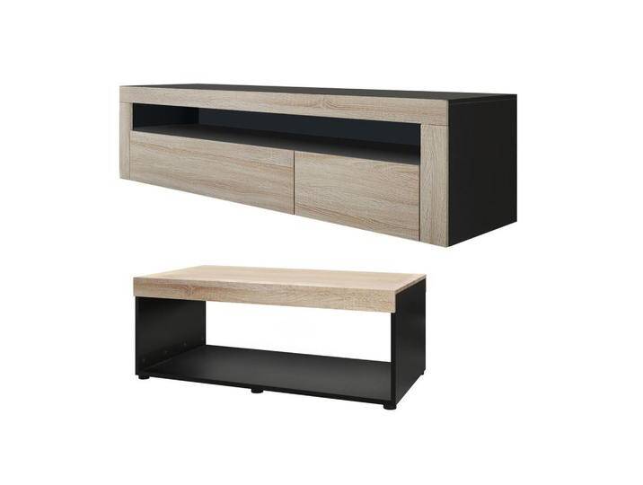 Vladon WOHNZIMMERSET, Eiche San Remo, 155x46x40 cm, Wohnzimmer, Wohnwände, Anbauwände von XXXLutz Marktplatz