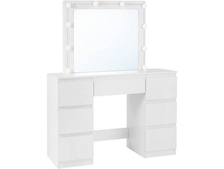 Woltu SCHMINKTISCH, Weiß, Glas, 7 Schubladen, Rechteckig,Rechteckig, 110x140.5x39.5 cm, Schlafzimmer, Schminktische von XXXLutz Marktplatz