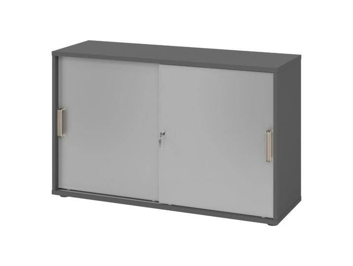 bümö SCHIEBETÜRENSCHRANK, Graphit, Silber, Nachbildung, 1 Fächer, Rechteckig, 120x74.8x40 cm, FSC Mix, Arbeitszimmer, Aktenschränke von XXXLutz Marktplatz