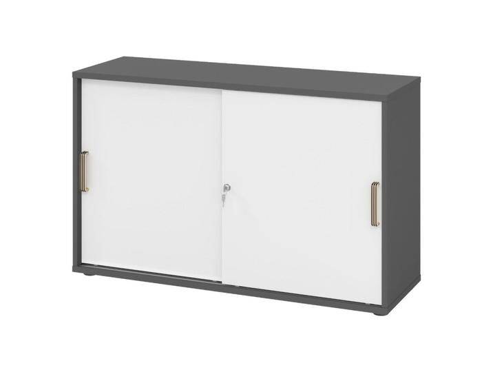 bümö SCHIEBETÜRENSCHRANK, Graphit, Weiß, Nachbildung, 1 Fächer, Rechteckig, 120x74.8x40 cm, FSC Mix, Arbeitszimmer, Aktenschränke von XXXLutz Marktplatz