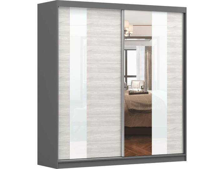 imoebel24 SCHWEBETÜRENSCHRANK, Grau, Weiß, Holz, Glas, 203x218x61 cm, Schlafzimmer, Kleiderschränke, Schwebetürenschränke von XXXLutz Marktplatz