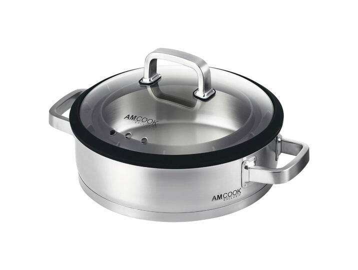 Am Cook SERVIERPFANNE, Edelstahl, Metall, 8 cm, mit Dampfablass, für versch. Topfgrößen geeignet,hitzebeständige Griffe, Kochen, Pfannen, Am Cook SERVIERPFANNE, Edelstahl, Metall, 8 cm, mit Dampfablass, für versch. Topfgrößen geeignet,hitzebeständige Griffe, Kochen, Pfannen, von XXXLutz