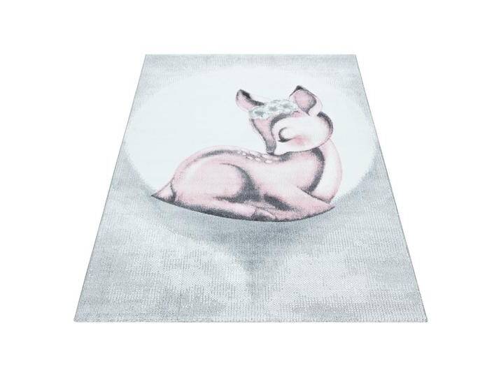 Ben'n'jen KINDERTEPPICH Bambi, Weiß, Hellgrau, Hellrosa, Tier, rechteckig, 160x230 cm, OEKO-TEX® STANDARD 100, für Fußbodenheizung geeignet, von XXXLutz