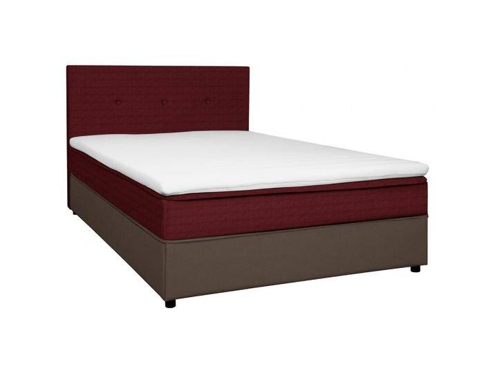 Boxxx BOXBETT, Grau, Rot, H2, Höhe ca. 19 cm, 160x200 cm, gepolstertes Kopfteil, Stoffauswahl, Topper durchgehend, in verschiedenen Größen erhältlich, von XXXLutz