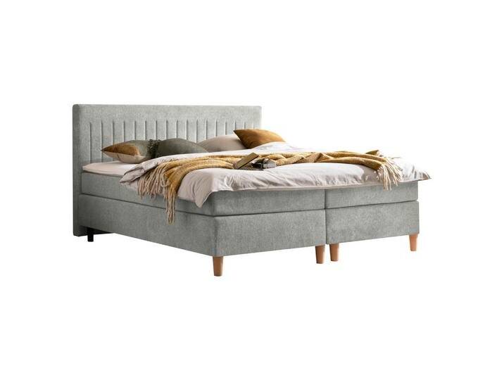 Boxxx BOXSPRINGBETT, Grau, Buche, massiv, H2 + H3, Höhe ca. 17 cm, 180x200 cm, Stoffauswahl, Topper durchgehend, Matratze in verschiedenen Härtegraden von XXXLutz
